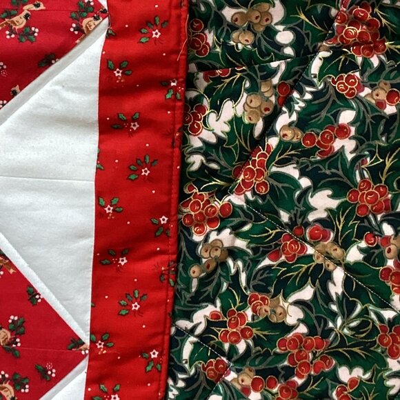 New Handmade Christmas Extra Long Quilted Table Runner Reversable Table Linens - Picture 3 of 3